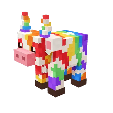 Candy Spiral, a rainbow voxel cow from Moonch.io