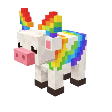 Rainbow Wing, a rainbow voxel cow from Moonch.io